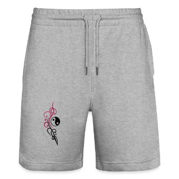 Yin & Yang symbol, Tribal and Tattoo Style. - Stanley/Stella Trainer Unisex Organic Jogging Shorts - heather grey - Front - Nik (191cm) & Marisol (170cm)