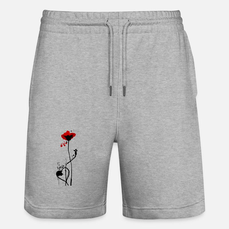 C’est l’amour.. avec design coquelicot - Short de jogging bio TRAINER Stanley/Stella unisexe - gris chiné