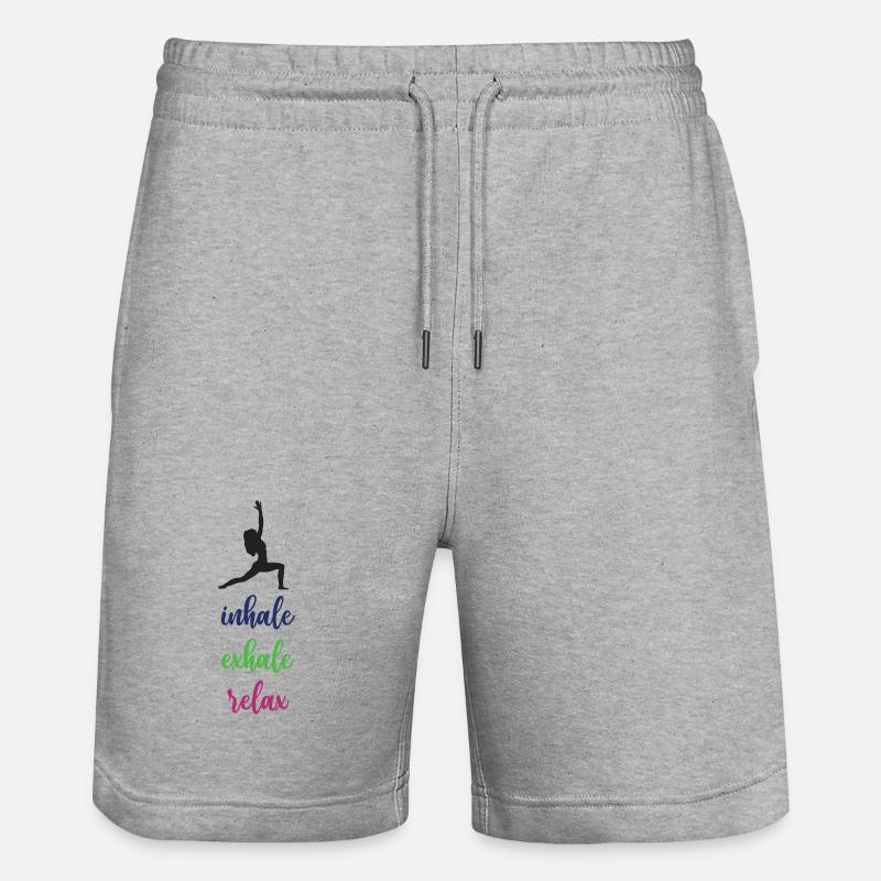 Yoga - Inspirez. Exhaler. Se détendre. - Short de jogging bio TRAINER Stanley/Stella unisexe - gris chiné