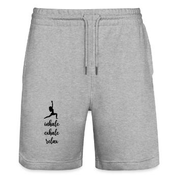 Yoga - Einatmen. Ausatmen. Entspannen. - Stanley/Stella Unisex Bio Joggingshorts Trainer  - Grau meliert - Vorne - Nik (191cm) & Marisol (170cm)