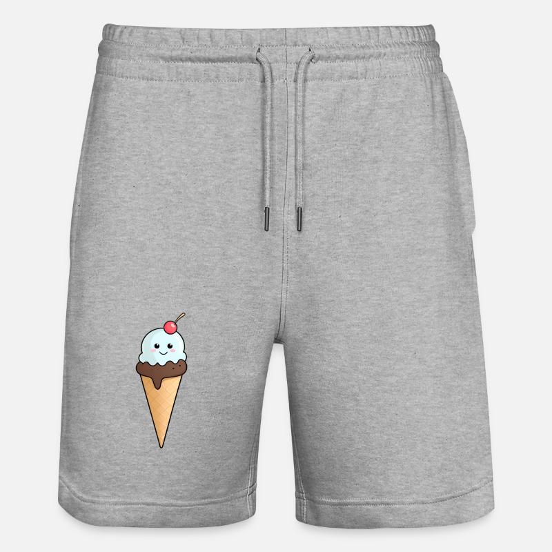 Kuscheliges Eis mit Kirsche - Stanley/Stella Unisex Bio Joggingshorts Trainer  - Grau meliert