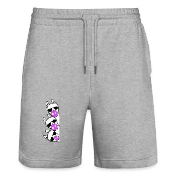 3 Llama Gum Bubbles Page Team Stacked Friends - Stanley/Stella Trainer Unisex Organic Jogging Shorts - heather grey - Front - Nik (191cm) & Marisol (170cm)