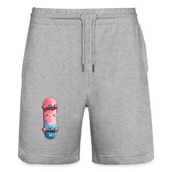 Kuscheliges Wasserfarben-Skateboard - Stanley/Stella Unisex Bio Joggingshorts Trainer  - Grau meliert - Vorne - Nik (191cm) & Marisol (170cm)