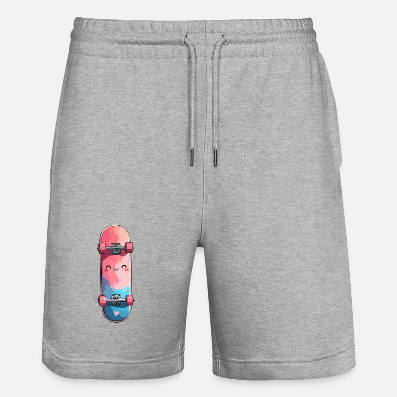 Skateboard aquarelle douillet - Short de jogging bio TRAINER Stanley/Stella unisexe - gris chiné