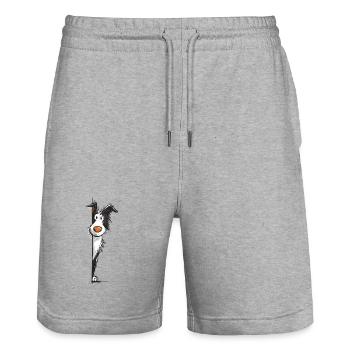 Conception du colley voyeur - Short de jogging bio TRAINER Stanley/Stella unisexe - gris chiné - Devant - Nik (191cm) & Marisol (170cm)