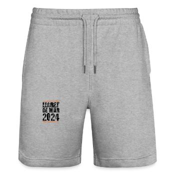 Lloret De Mar 2024 Quote - Stanley/Stella Trainer Unisex Organic Jogging Shorts - heather grey - Front - Nik (191cm) & Marisol (170cm)