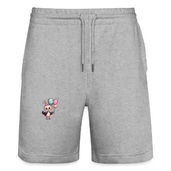 Ostrich Birthday Comic - Stanley/Stella Trainer Unisex Organic Jogging Shorts - heather grey - Front - Nik (191cm) & Marisol (170cm)