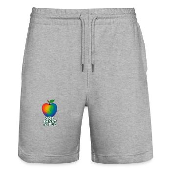 Pomme colorée avec le titre « One Smart Apple » - Short de jogging bio TRAINER Stanley/Stella unisexe - gris chiné - Devant - Nik (191cm) & Marisol (170cm)