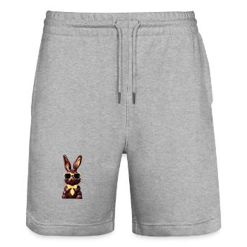 Lapin en chocolat Bo graphique - Short de jogging bio TRAINER Stanley/Stella unisexe - gris chiné - Devant - Nik (191cm) & Marisol (170cm)