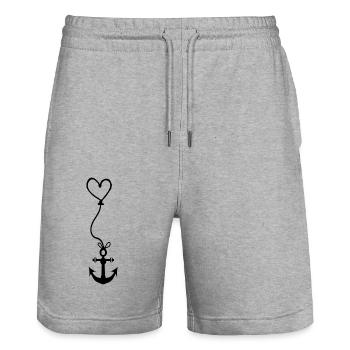 Anchor with heart on rope - wind force north east - Stanley/Stella Trainer Unisex Organic Jogging Shorts - heather grey - Front - Nik (191cm) & Marisol (170cm)