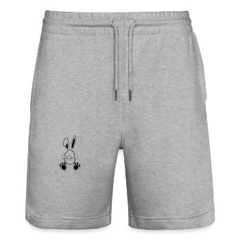 Frohe Ostern 🐰🌸 - Stanley/Stella Unisex Bio Joggingshorts Trainer  - Grau meliert - Vorne - Nik (191cm) & Marisol (170cm)