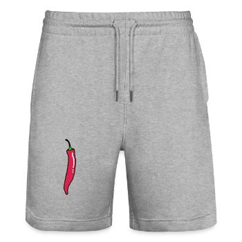 Scharfe Chilischote Chili Paprika - Stanley/Stella Unisex Bio Joggingshorts Trainer  - Grau meliert - Vorne - Nik (191cm) & Marisol (170cm)