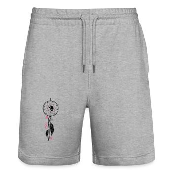 Dreamcatcher aux plumes, aux flûtes - Short de jogging bio TRAINER Stanley/Stella unisexe - gris chiné - Devant - Nik (191cm) & Marisol (170cm)