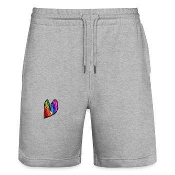 Regenbogenherz Kritzelkunst - Stanley/Stella Unisex Bio Joggingshorts Trainer  - Grau meliert - Vorne - Nik (191cm) & Marisol (170cm)