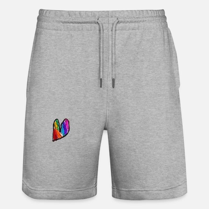 Regenbogenherz Kritzelkunst - Stanley/Stella Unisex Bio Joggingshorts Trainer - Grau meliert