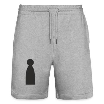 Minimalist Figure Woman - Silhouette - Stanley/Stella Trainer Unisex Organic Jogging Shorts - heather grey - Front - Nik (191cm) & Marisol (170cm)