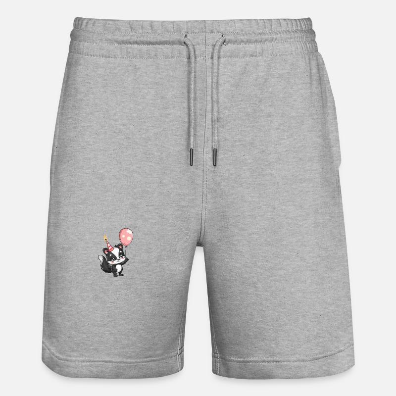 Skunk Birthday Comic - Stanley/Stella Trainer Unisex Organic Jogging Shorts - heather grey