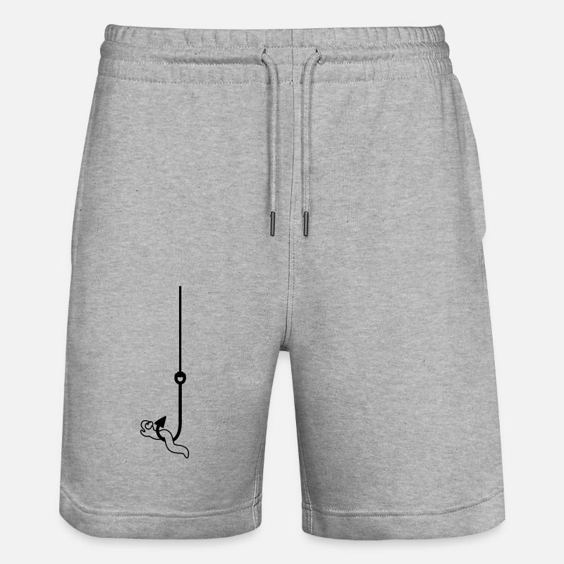 Worm On The Hook - Stanley/Stella Trainer Unisex Organic Jogging Shorts - heather grey