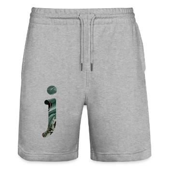 Lettre j marbré vert - Short de jogging bio TRAINER Stanley/Stella unisexe - gris chiné - Devant - Nik (191cm) & Marisol (170cm)