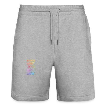 Lloret De Mar Party Crew Bunt - Stanley/Stella Unisex Bio Joggingshorts Trainer  - Grau meliert - Vorne - Nik (191cm) & Marisol (170cm)