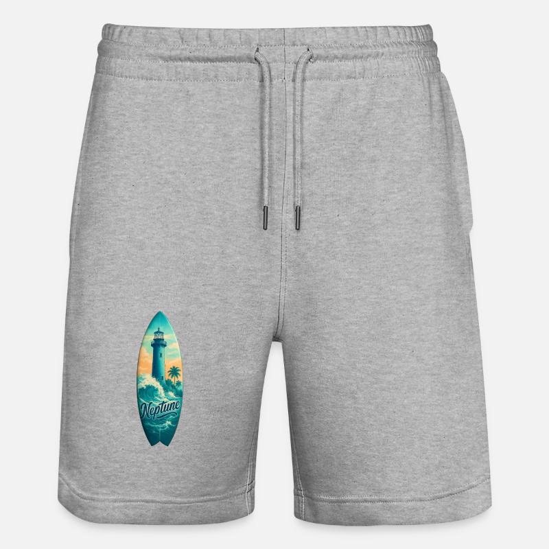 Planche de surf Neptune Lighthouse - Short de jogging bio TRAINER Stanley/Stella unisexe - gris chiné