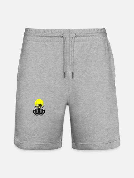 Beer Palm Trees Island Vacation - Stanley/Stella Trainer Unisex Organic Jogging Shorts - heather grey