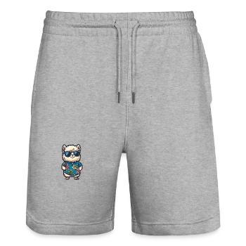 Alpaca Llama Comic Holiday - Stanley/Stella Trainer Unisex Organic Jogging Shorts - heather grey - Front - Nik (191cm) & Marisol (170cm)