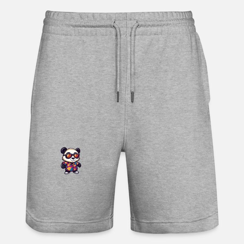 Panda Comic Cool Sommer - Stanley/Stella Unisex Bio Joggingshorts Trainer  - Grau meliert