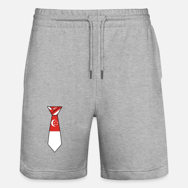 Cravate de Singapour – Conception du drapeau - Short de jogging bio TRAINER Stanley/Stella unisexe - gris chiné