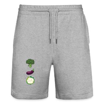 Gemüse-Trio: Brokkoli, Aubergine, Blumenkohl - Stanley/Stella Unisex Bio Joggingshorts Trainer  - Grau meliert - Vorne - Nik (191cm) & Marisol (170cm)