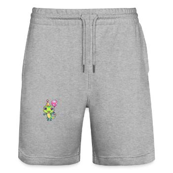 Echse Geburtstag Comic - Stanley/Stella Unisex Bio Joggingshorts Trainer  - Grau meliert - Vorne - Nik (191cm) & Marisol (170cm)