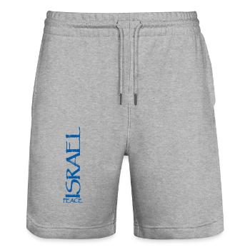 Israël Paix - Short de jogging bio TRAINER Stanley/Stella unisexe - gris chiné - Devant - Nik (191cm) & Marisol (170cm)