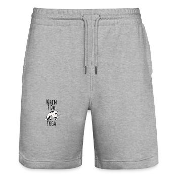 Quand je fais du yoga Cow Pose Yogi Lover Animal Lover - Short de jogging bio TRAINER Stanley/Stella unisexe - gris chiné - Devant - Nik (191cm) & Marisol (170cm)