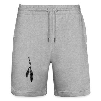 Federn an Kette, feathers, Native American - Stanley/Stella Unisex Bio Joggingshorts Trainer  - Grau meliert - Vorne - Nik (191cm) & Marisol (170cm)
