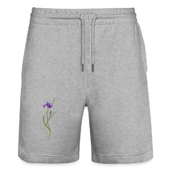 Iris dans le style zen japonais - Short de jogging bio TRAINER Stanley/Stella unisexe - gris chiné - Devant - Nik (191cm) & Marisol (170cm)