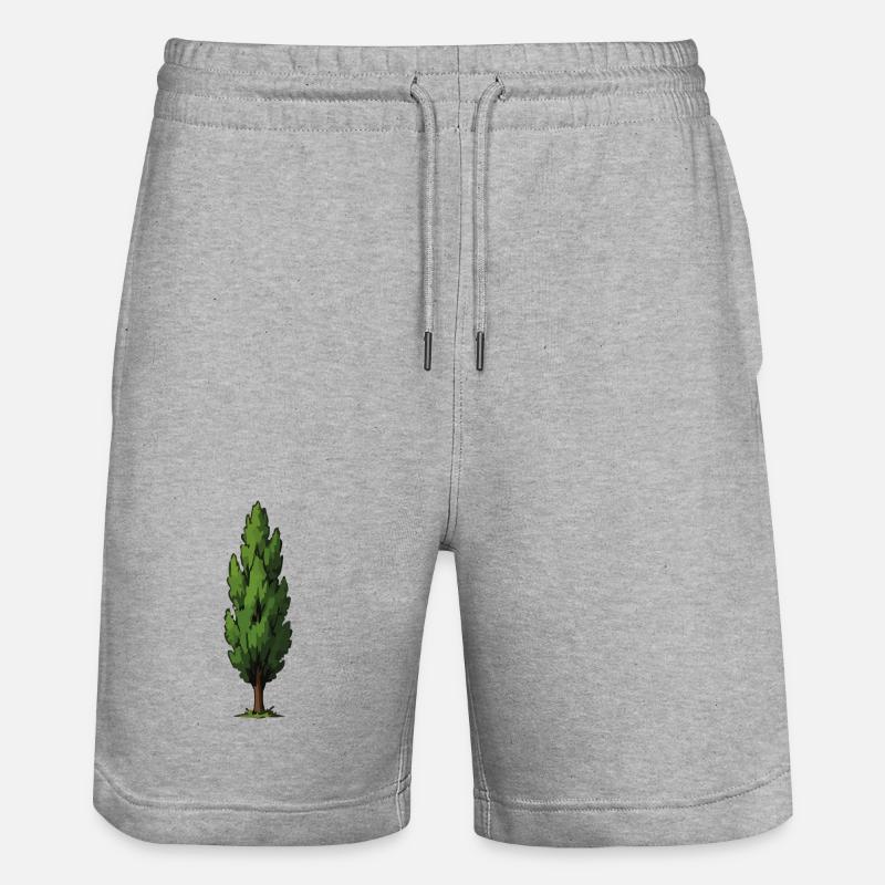 Stylized Green Tree Shape - Stanley/Stella Trainer Unisex Organic Jogging Shorts - heather grey