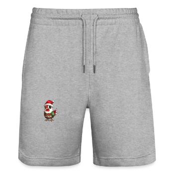 Hahn Weihnachten Comic - Stanley/Stella Unisex Bio Joggingshorts Trainer  - Grau meliert - Vorne - Nik (191cm) & Marisol (170cm)