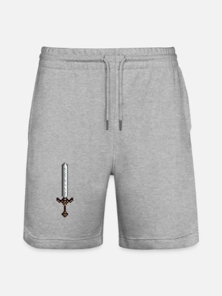 Schwert-Pixelkunst im Retro-Stil 8-Bit-Stil - Stanley/Stella Unisex Bio Joggingshorts Trainer - Grau meliert