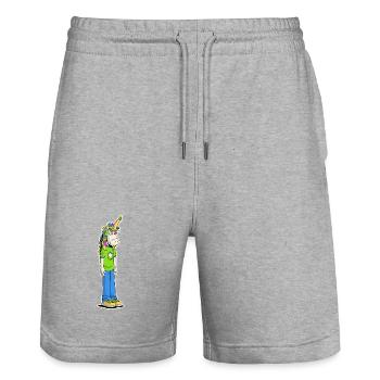 Unicorn and Budget T-Shirt - Stanley/Stella Unisex Bio Joggingshorts Trainer  - Grau meliert - Vorne - Nik (191cm) & Marisol (170cm)