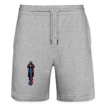 Red Blue Samurai Warrior Cloak - Stanley/Stella Trainer Unisex Organic Jogging Shorts - heather grey - Front - Nik (191cm) & Marisol (170cm)