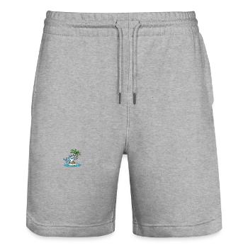 Bande dessinée Shark Summer Beach - Short de jogging bio TRAINER Stanley/Stella unisexe - gris chiné - Devant - Nik (191cm) & Marisol (170cm)