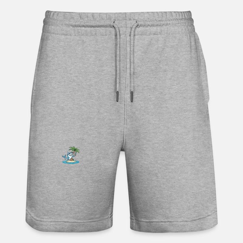 Shark Summer Beach Comic - Stanley/Stella Trainer Unisex Organic Jogging Shorts - heather grey