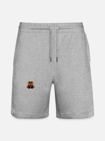 Beer Beach Palm Trees Island - Stanley/Stella Trainer Unisex Organic Jogging Shorts - heather grey