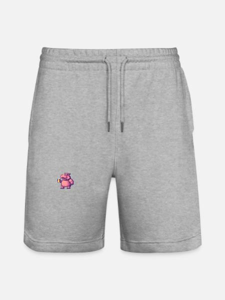 Hippopotame bière pixel - Short de jogging bio TRAINER Stanley/Stella unisexe - gris chiné