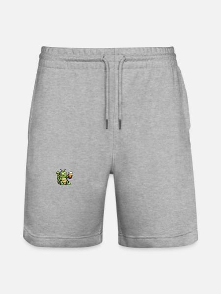 Worm Beer Pixel - Stanley/Stella Trainer Unisex Organic Jogging Shorts - heather grey