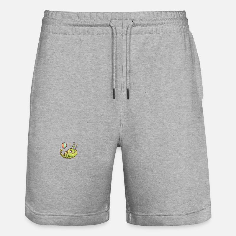 Worm Birthday Comic - Stanley/Stella Trainer Unisex Organic Jogging Shorts - heather grey