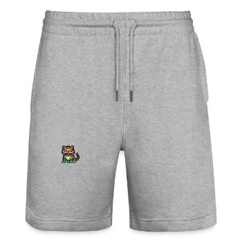 Tiger Halloween Animal - Stanley/Stella Trainer Unisex Organic Jogging Shorts - heather grey - Front - Nik (191cm) & Marisol (170cm)