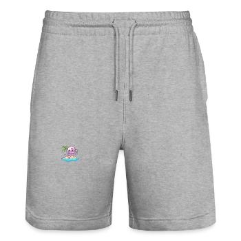 Méduse Plage d’été Bande dessinée - Short de jogging bio TRAINER Stanley/Stella unisexe - gris chiné - Devant - Nik (191cm) & Marisol (170cm)