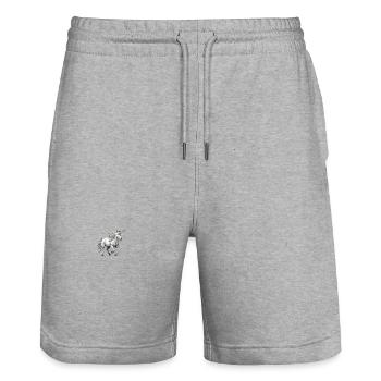 Bête licorne - Short de jogging bio TRAINER Stanley/Stella unisexe - gris chiné - Devant - Nik (191cm) & Marisol (170cm)