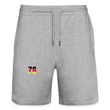 76 Number Germany Jersey - Stanley/Stella Trainer Unisex Organic Jogging Shorts - heather grey - Front - Nik (191cm) & Marisol (170cm)